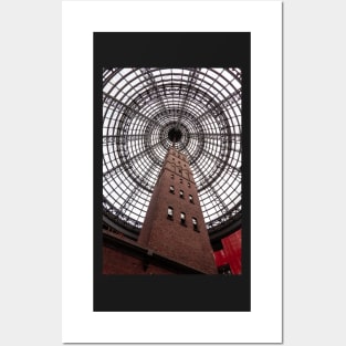 Station building with circular glass ceiling, in Melbourne Central, Australia. Posters and Art